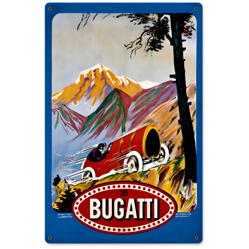 Bugatti Red Metal Sign - 12" x 18"