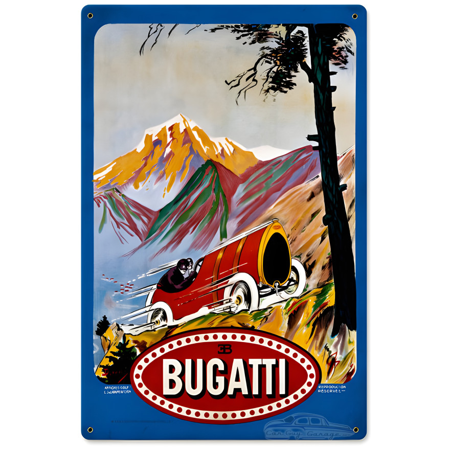 Bugatti Red Metal Sign - 12" x 18"