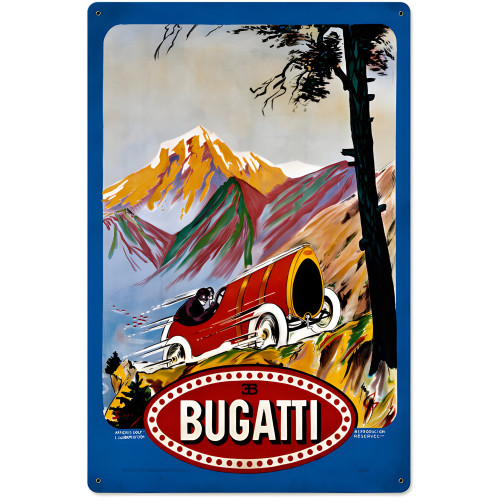 Bugatti Red Metal Sign - 16" x 24"