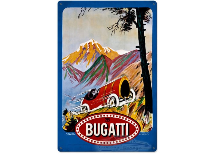 Bugatti Red Metal Sign - 16" x 24"