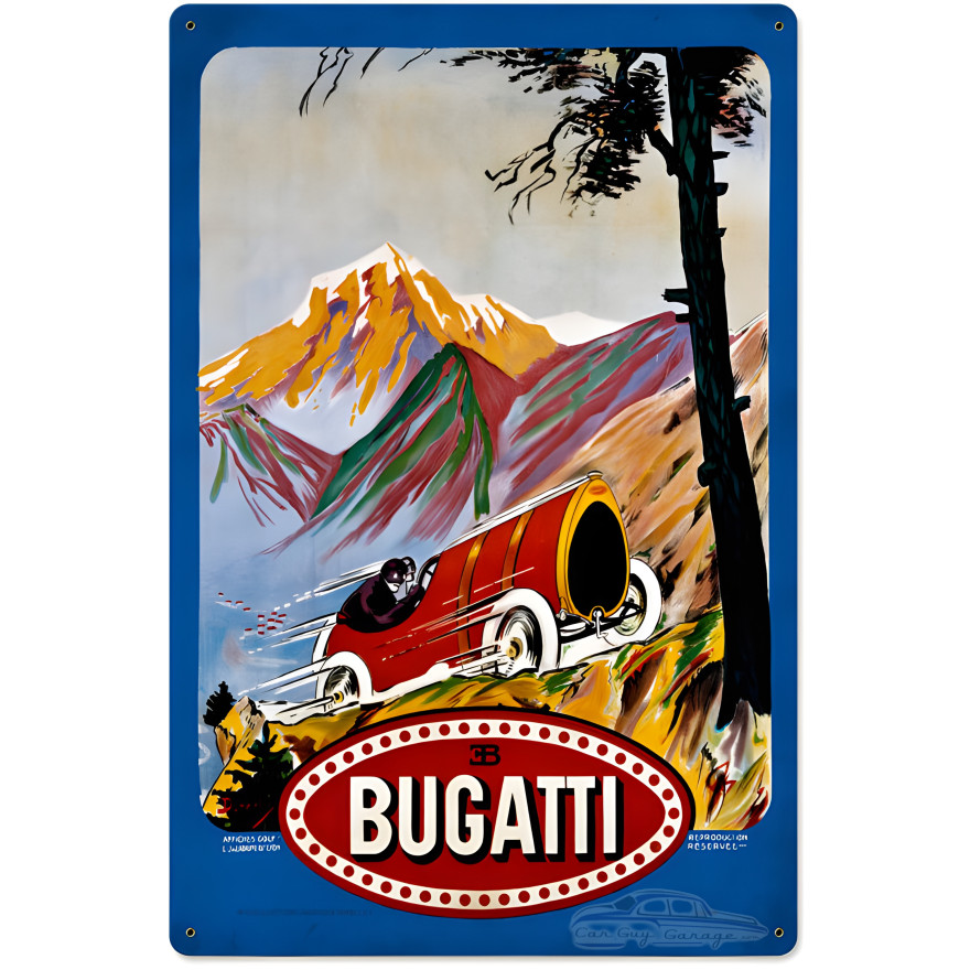 Bugatti Red Metal Sign - 16" x 24"