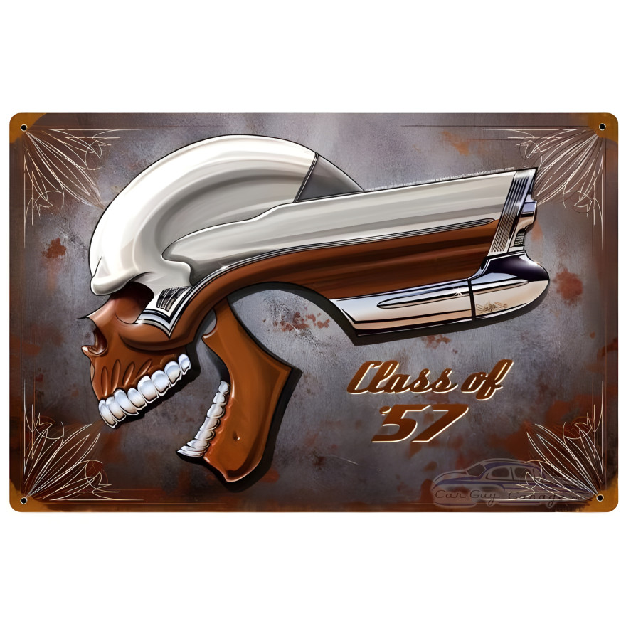 Buick Skull Class of '57 Metal Sign - 18" x 12"