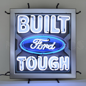 Built Ford Tough Blue Oval Neon Sign - 24" x 24"