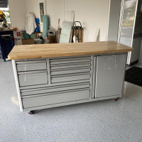 72" Aluminum Rolling Tool Chest Workbench with Butcher Block Top