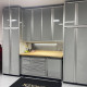 12 Foot Wide Aluminum Garage Cabinets with Rolling Tool Cart