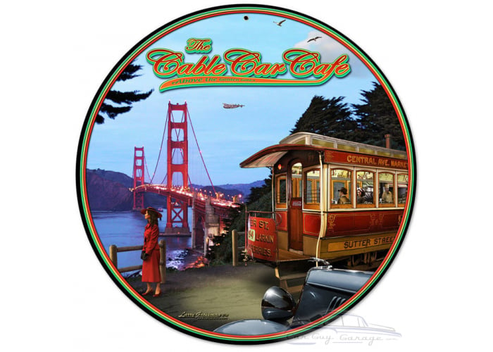 Cable Car Metal Sign - 14" Round