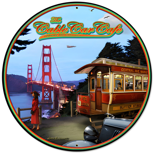 Cable Car Metal Sign - 28" Round