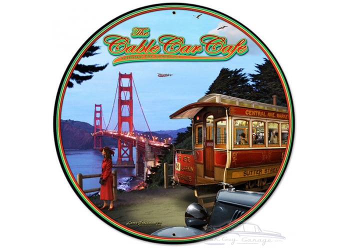 Cable Car Metal Sign - 28" Round