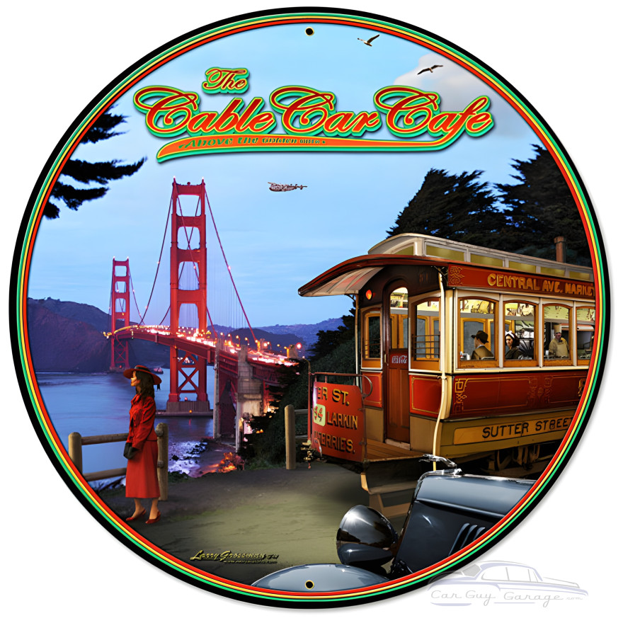 Cable Car Metal Sign - 28" Round