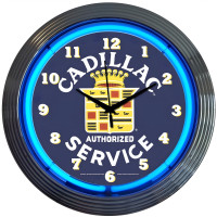 Cadillac Authorized Service Neon Wall Clock - 15" Round