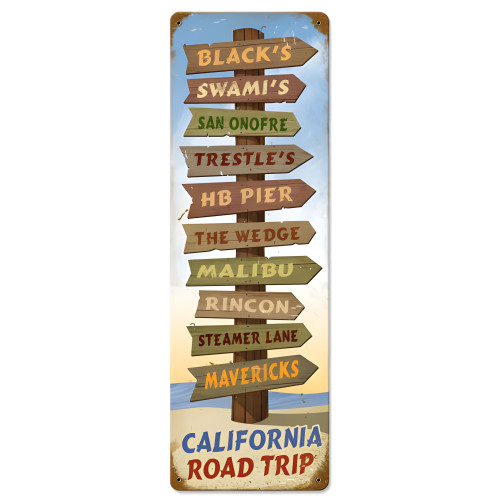 California Road Trip Metal Sign - 8" x 24"
