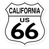 California Route 66 Metal Sign - 28" x 28" Custom Shape