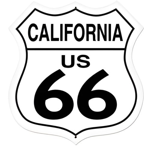 California Route 66 Metal Sign - 28" x 28" Custom Shape