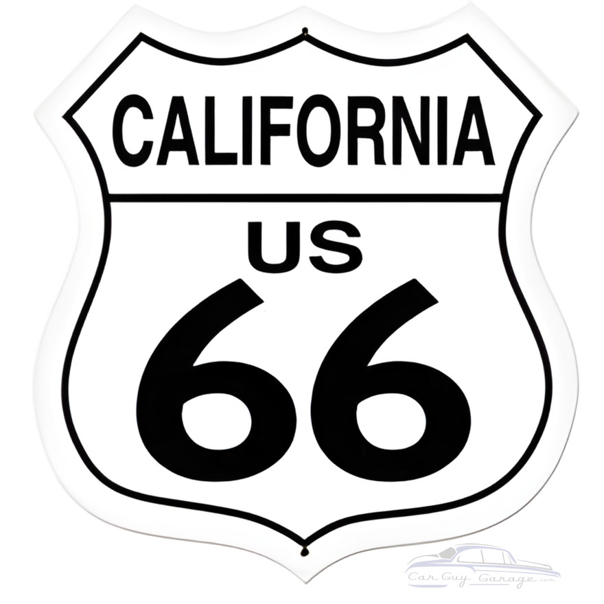 California Route 66 Metal Sign - 28" x 28" Custom Shape