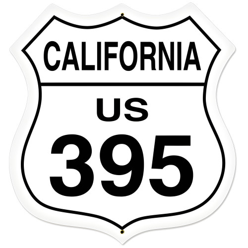 California Route 395 Metal Sign - 28" x 28" Custom Shape