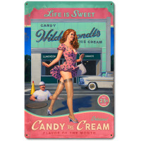 Candy and Cream Metal Sign - 12" x 18"