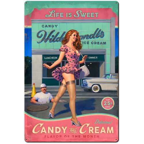 Candy and Cream Metal Sign - 36" x 24"