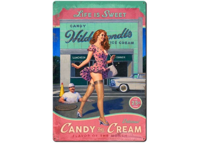 Candy and Cream Metal Sign - 36" x 24"