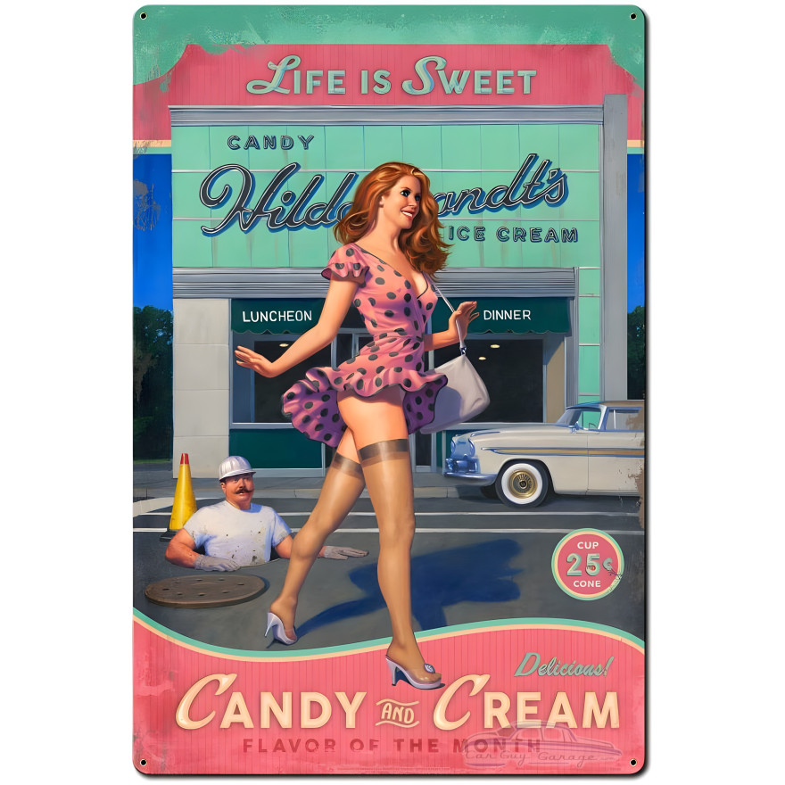 Candy and Cream Metal Sign - 36" x 24"