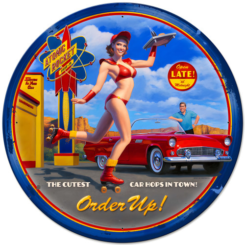 Car Hop Metal Sign - 28" Round