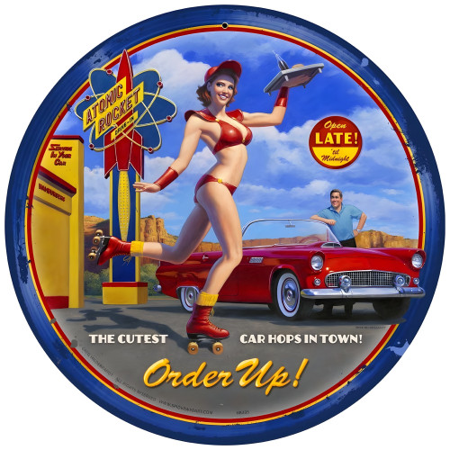 Car Hop Metal Sign - 14" Round