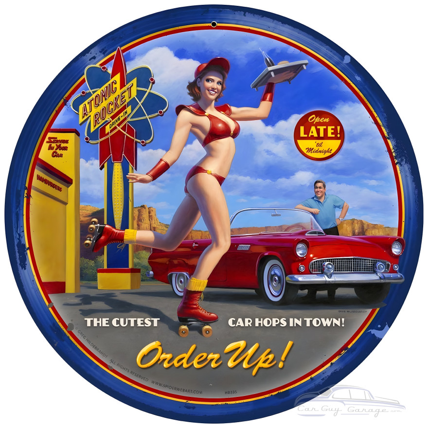 Car Hop Metal Sign - 14" Round