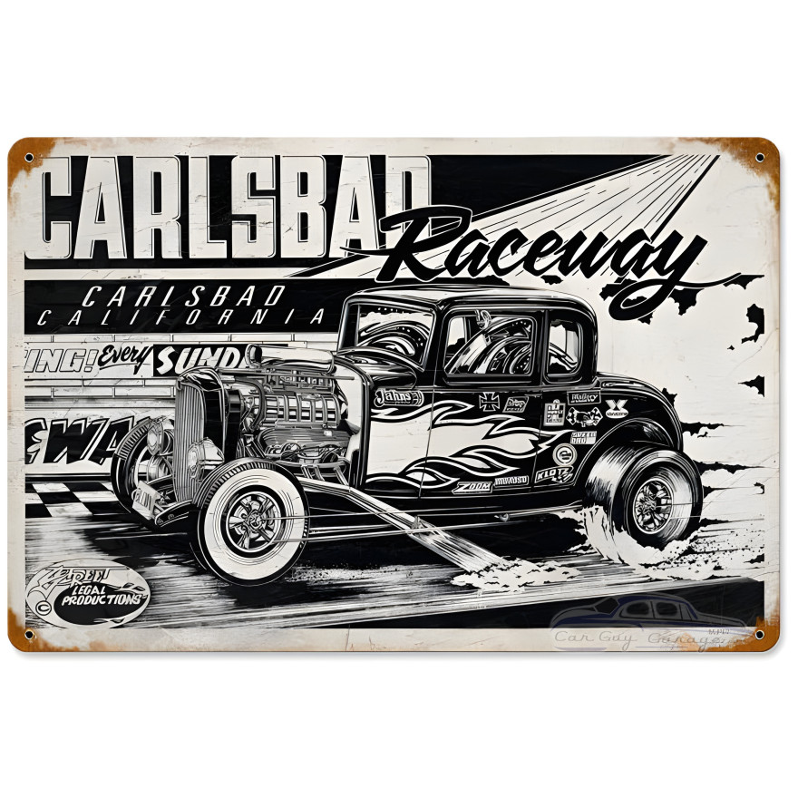 Carlsbad Raceway Metal Sign - 18" x 12"