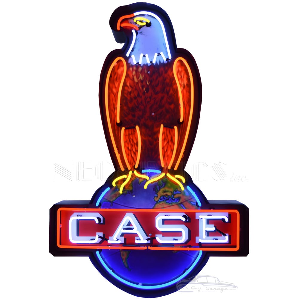 Case Eagle Neon Sign - Hand-Blown Glass, Vibrant Glow, 18x26