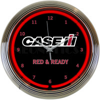 Case IH Red & Ready Neon Wall Clock - 15" Round