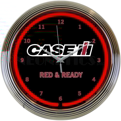 Case IH Red And Ready Neon Clock