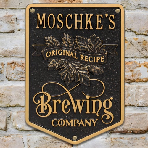 Personalized Cast Aluminum Original Recipe Brewing Company Beer Plaque