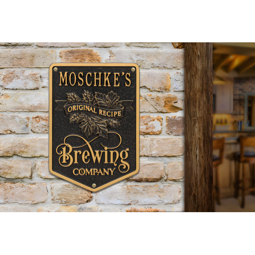 Personalized Cast Aluminum Original Recipe Brewing Company Beer Plaque