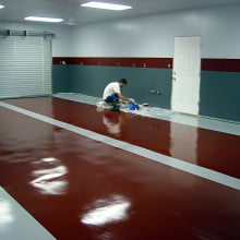 Customer photo using epoxy for their garage floor