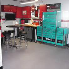 Customer photo using epoxy for their garage floor