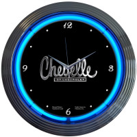 GM Licensed Chevelle by Chevrolet Blue Neon Wall Clock - 15" Round