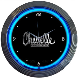 GM Licensed Chevelle by Chevrolet Blue Neon Wall Clock - 15" Round