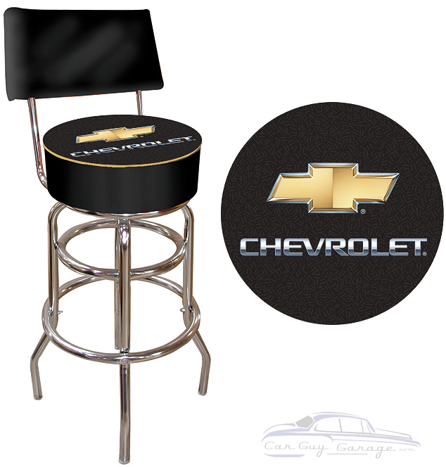 Chevrolet Padded Stool With Backrest, Garage Bar Stools