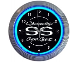 Chevrolet SS Super Sport Blue Neon Clock