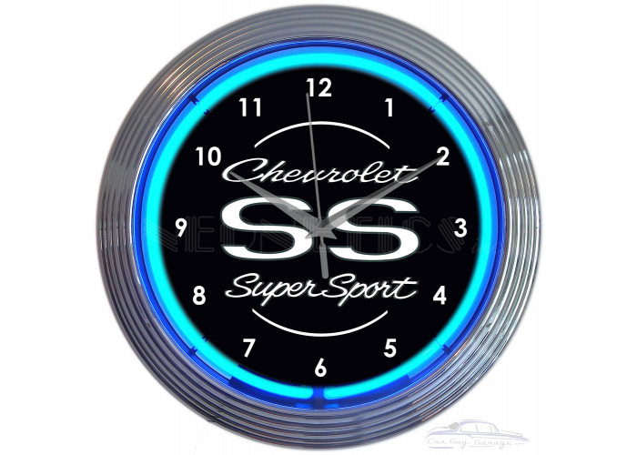 Chevrolet SS Super Sport Blue Neon Clock