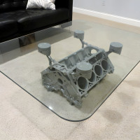 Chevy Engine Block Silver Coffee Table