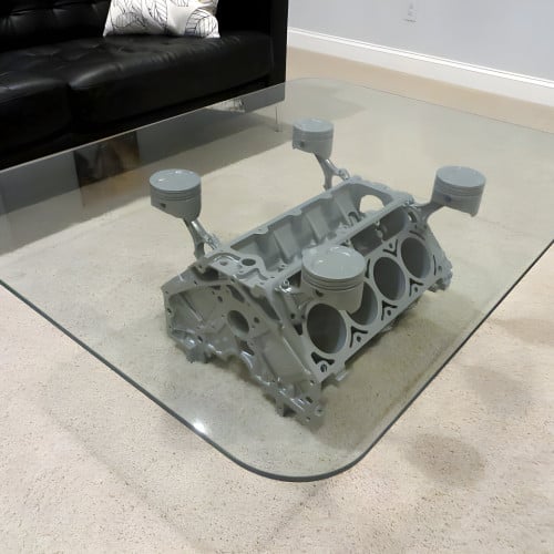 Chevy Engine Block Silver Coffee Table