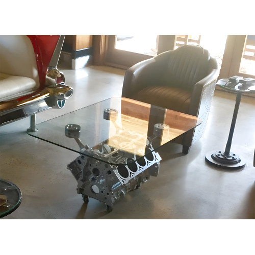 Chevy Engine Block Chrome Coffee Table