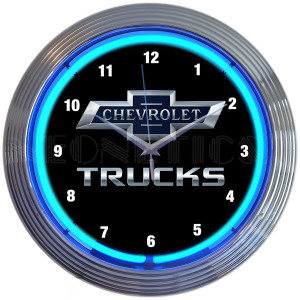 Chevrolet Trucks 100th Anniversary Blue Neon Wall Clock - 15" Round