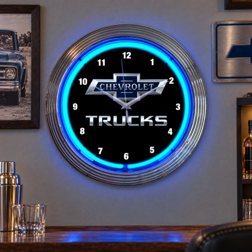 Chevrolet Neon Clock - 100th Anniversary Trucks 15 Inch