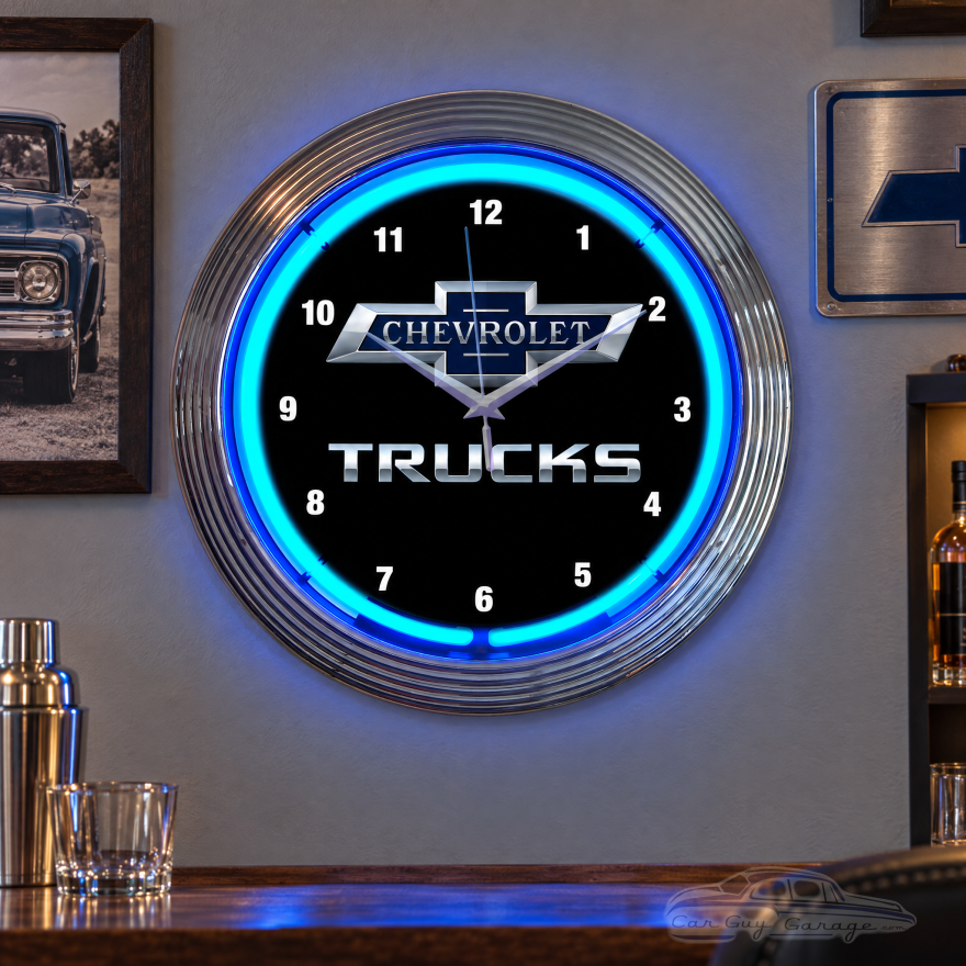 Chevrolet Neon Clock - 100th Anniversary Trucks 15 Inch