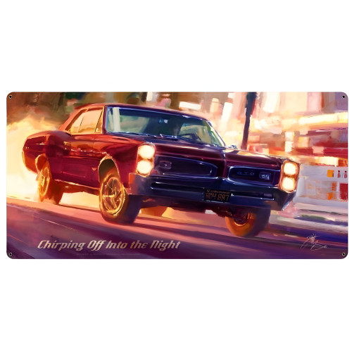 Chirping Off Into the Night Metal Sign - 36" x 18"