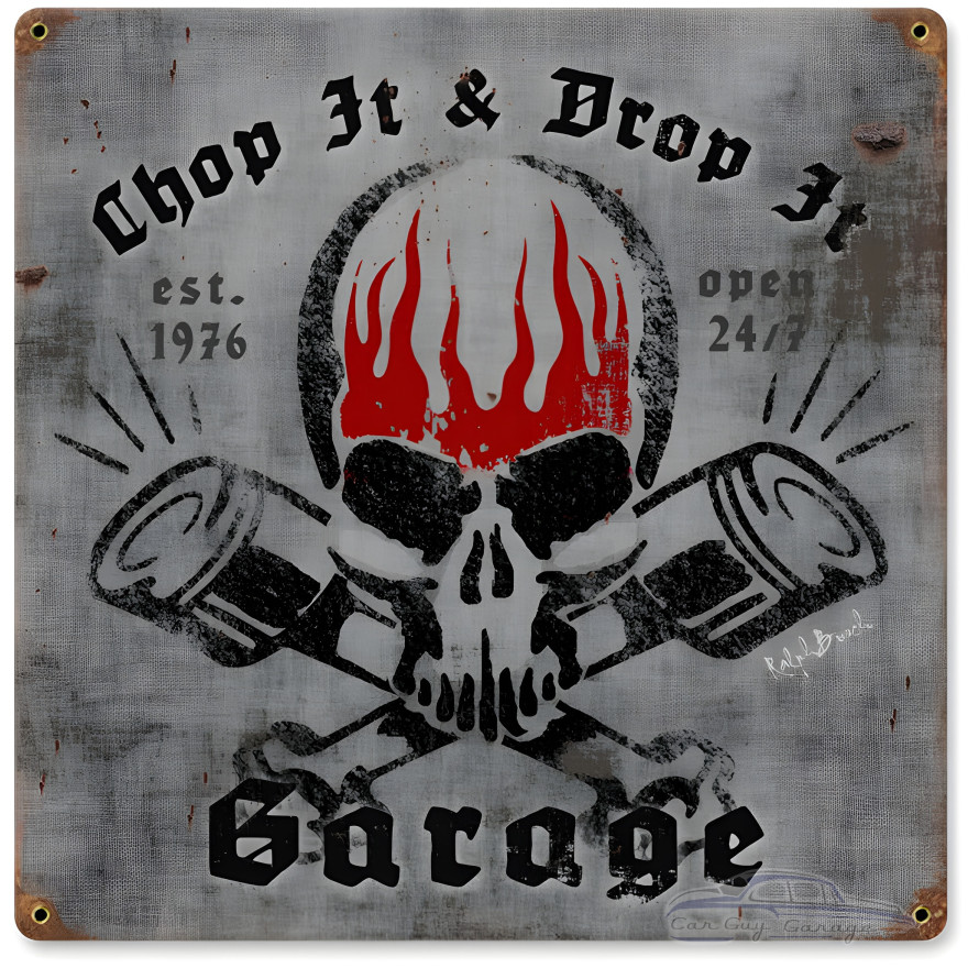 Chop It Drop It Metal Sign - 12" x 12"