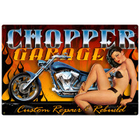 Chopper Garage Metal Sign - 36" x 24"