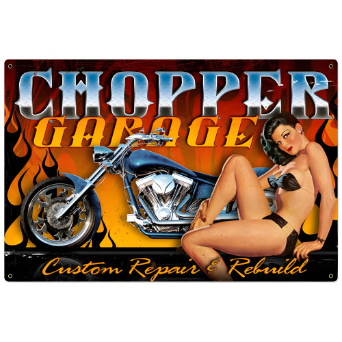 Chopper Garage Metal Sign - 36" x 24"