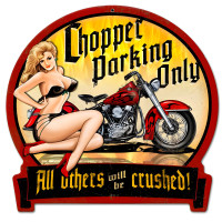 Chopper Parking Metal Sign - 16" x 15"